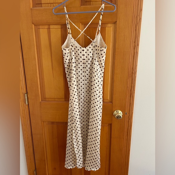 Mango Polka Dot Brown Cream Midi Slip Dress - Picture 5 of 6